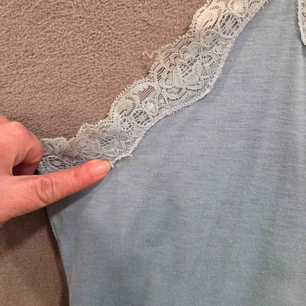 Faded Glory Lace Trim Cami Tank Top Womens SZ 2X Blue Preppy Y2K Fairy Romantic‎ - Picture 4 of 8